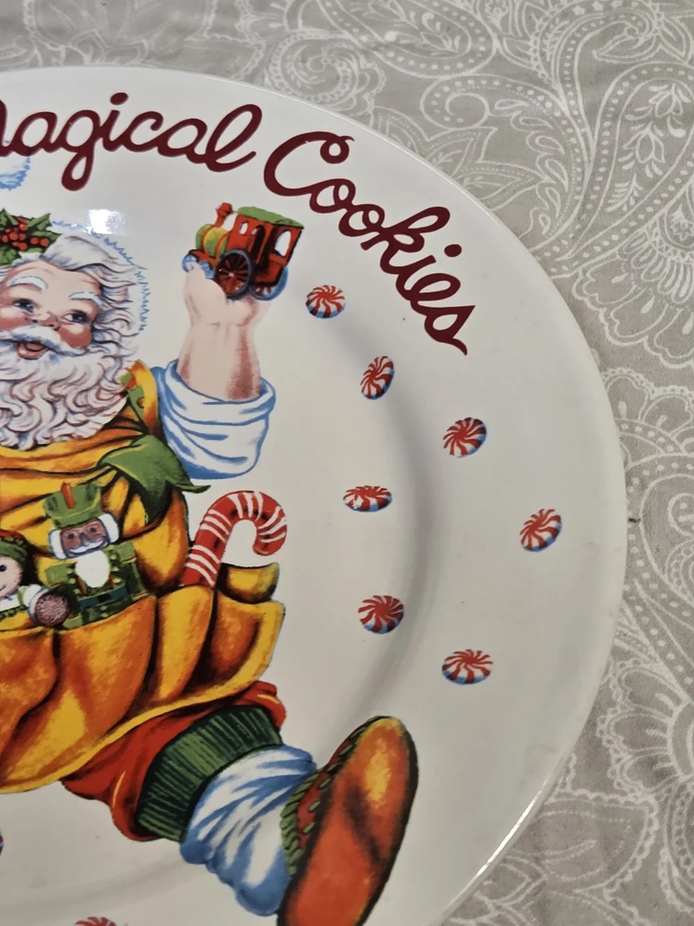 Santa's Magical Cookies Festive Ceramic Cookie Plate - White/Red